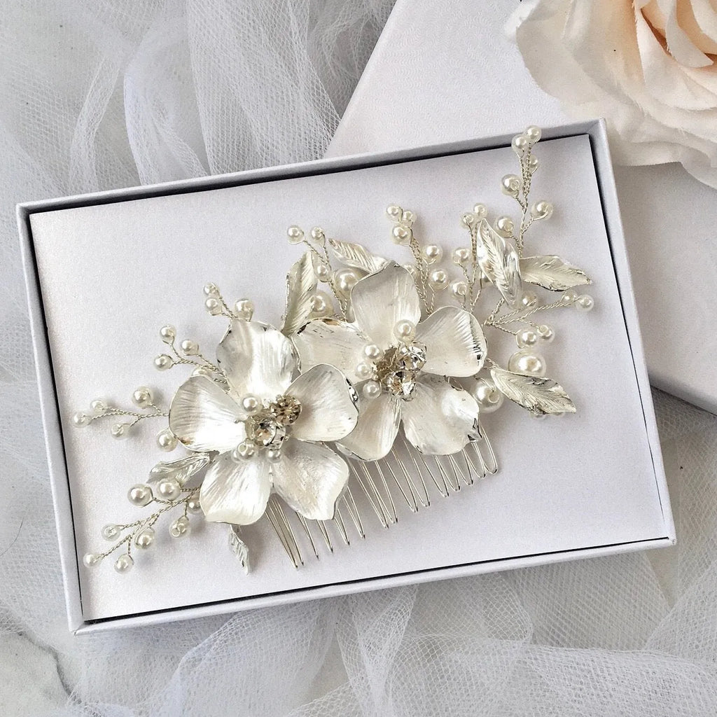 Wedding Hair Accessories - Pearl Bridal Hair Comb - Available in Gold and Silver