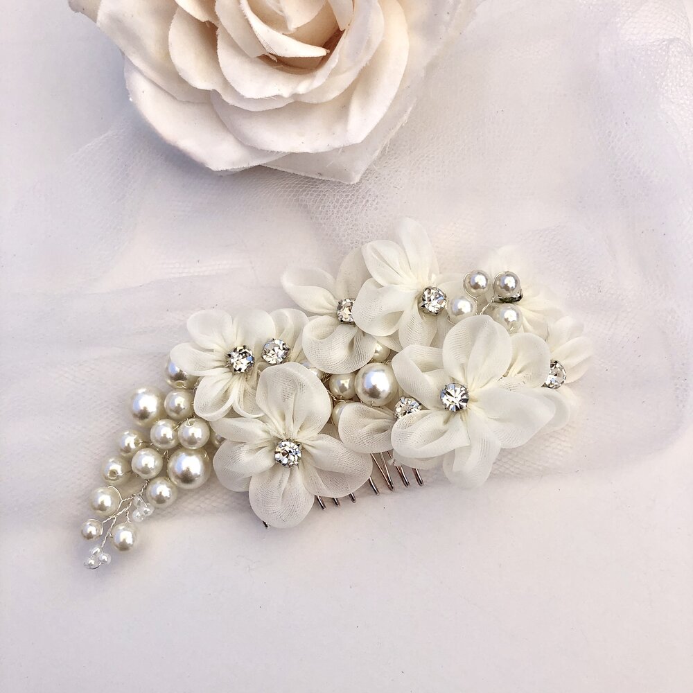 Wedding Hair Accessories - Silver Pearl Bridal Hair Comb