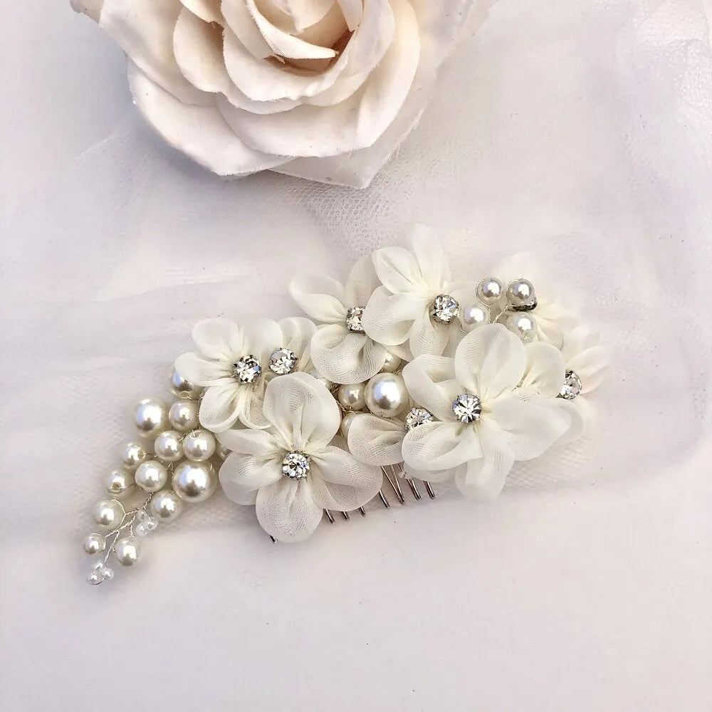 Wedding Hair Accessories - Silver Pearl Bridal Hair Comb