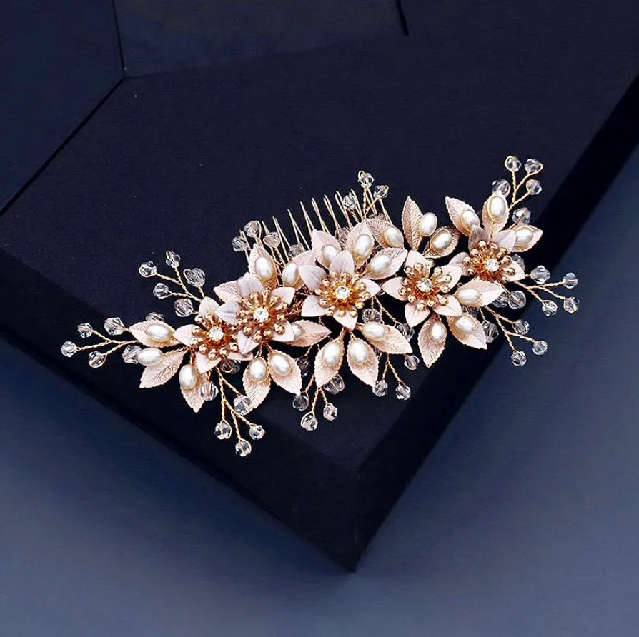 Wedding Hair Accessories - Pearl and Crystal Bridal Hair Comb - Available in Gold and Silver
