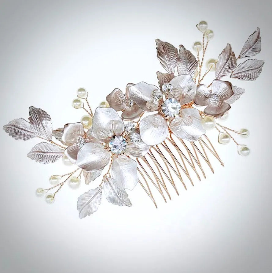 Wedding Hair Accessories - Pearl and Crystal Bridal Hair Comb - Available in Silver, Rose Gold and Yellow Gold