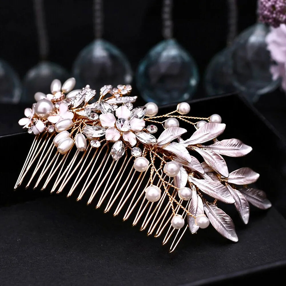 Wedding Hair Accessories - Gold Pearl Bridal Hair Comb