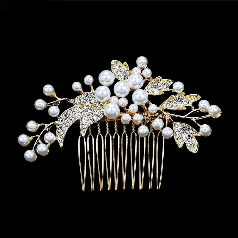 Wedding Hair Accessories - Pearl Bridal Hair Comb - Available in Gold and Silver