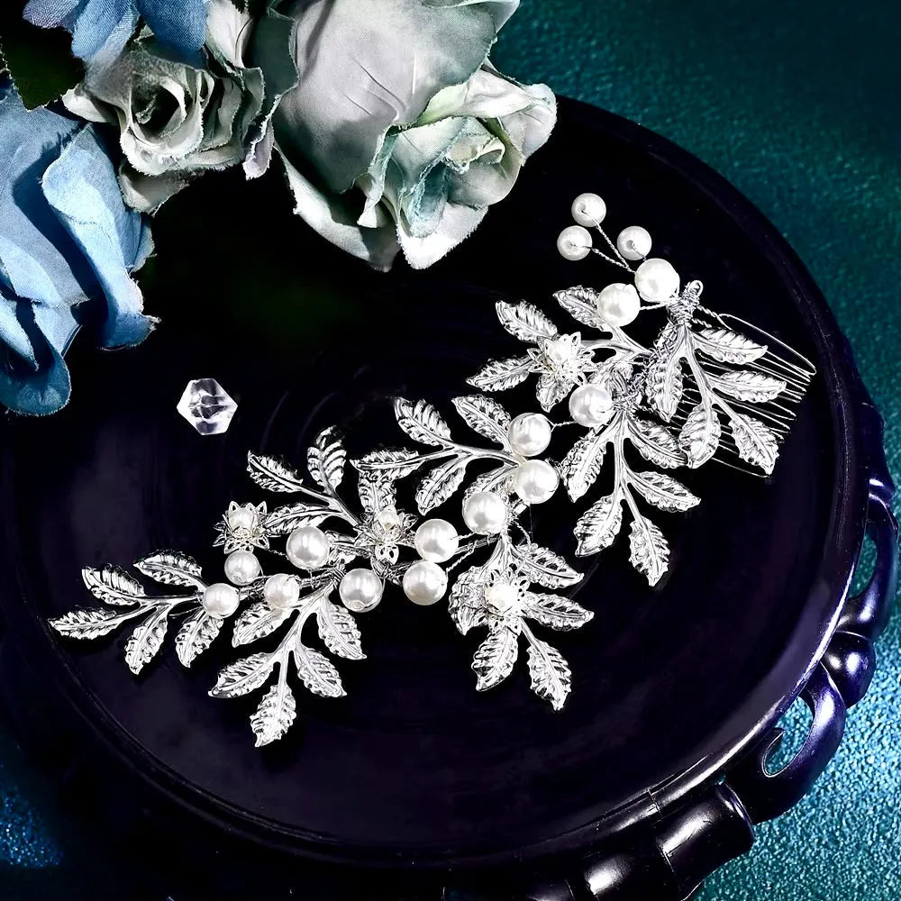 Wedding Hair Accessories - Silver Pearl Bridal Hair Comb