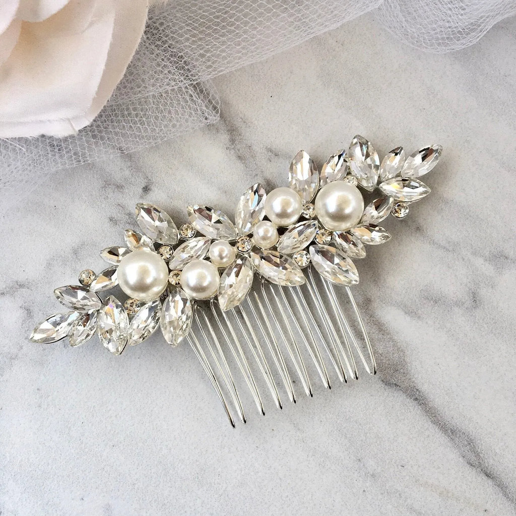 Wedding Hair Accessories - Pearl Bridal Hair Comb - Available in Silver and Gold