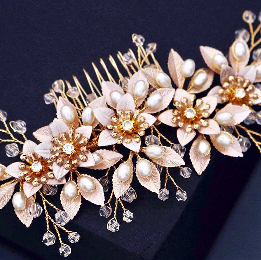 Wedding Hair Accessories - Pearl and Crystal Bridal Hair Comb - Available in Gold and Silver