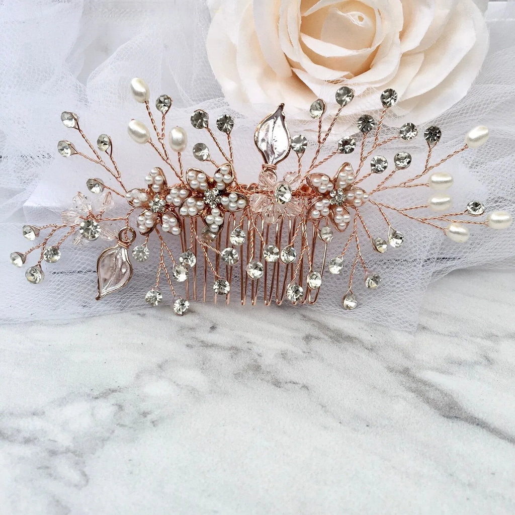 Wedding Hair Accessories - Pearl Bridal Hair Comb - Available in Silver, Yellow Gold and Rose Gold