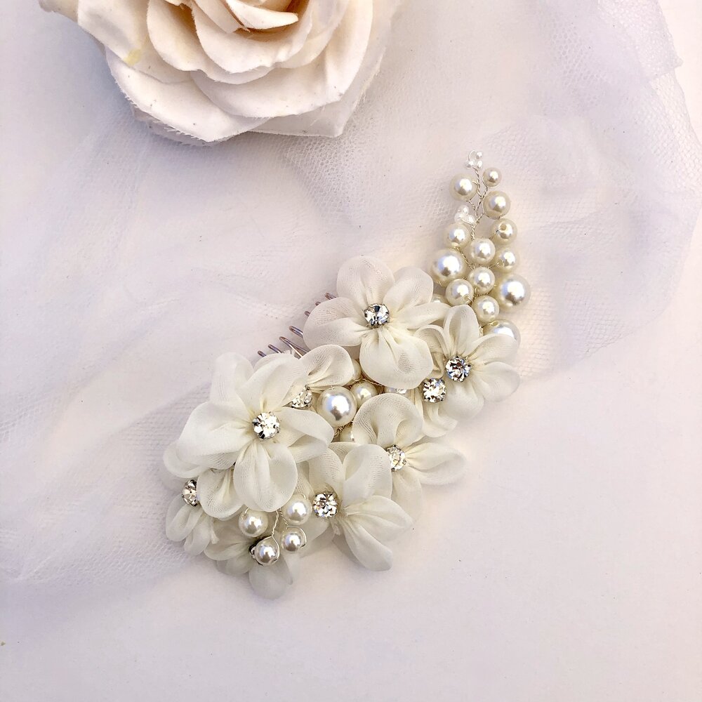 Wedding Hair Accessories - Silver Pearl Bridal Hair Comb