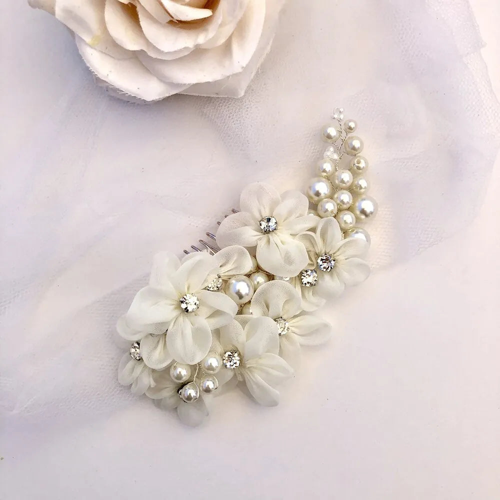 Wedding Hair Accessories - Silver Pearl Bridal Hair Comb