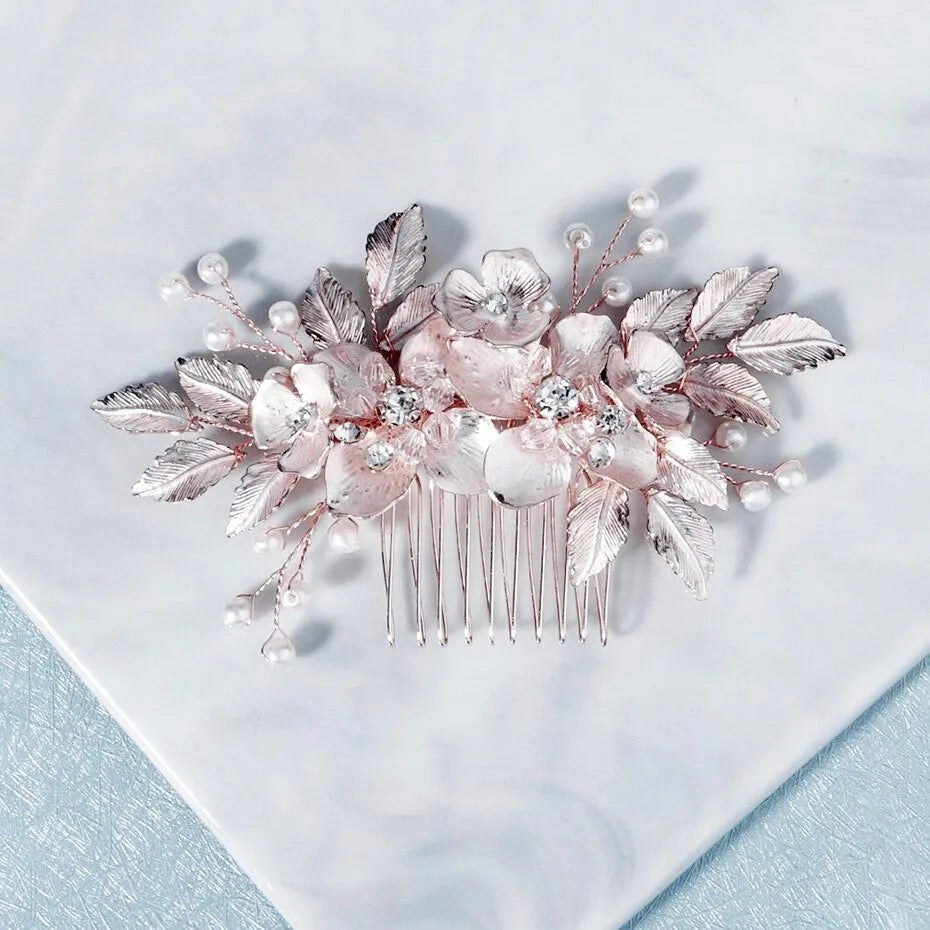 Wedding Hair Accessories - Pearl and Crystal Bridal Hair Comb - Available in Silver, Rose Gold and Yellow Gold