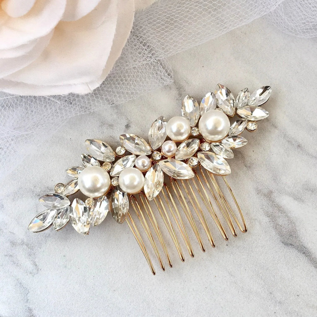 Wedding Hair Accessories - Pearl Bridal Hair Comb - Available in Silver and Gold