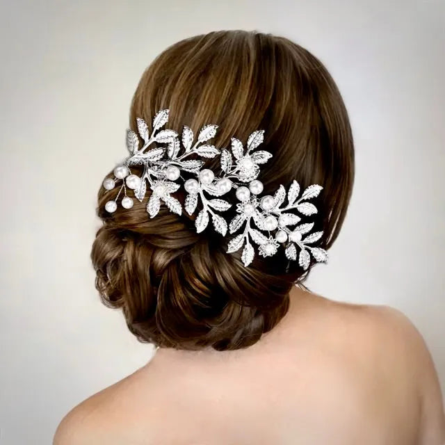 Wedding Hair Accessories - Silver Pearl Bridal Hair Comb