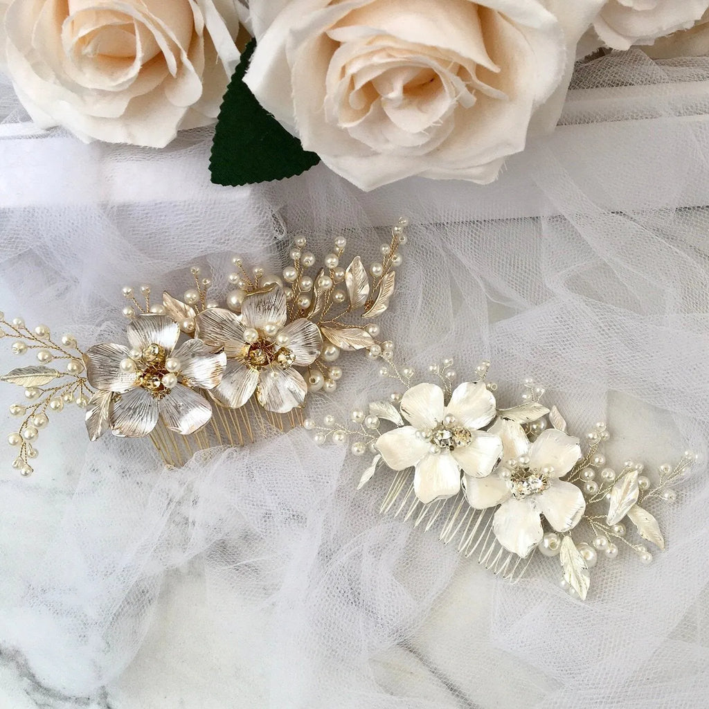 Wedding Hair Accessories - Pearl Bridal Hair Comb - Available in Gold and Silver