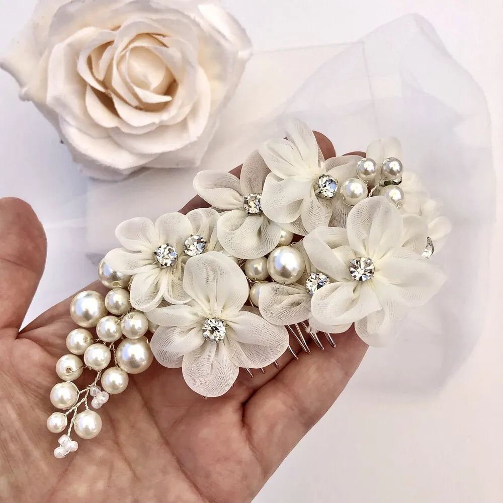 Wedding Hair Accessories - Silver Pearl Bridal Hair Comb