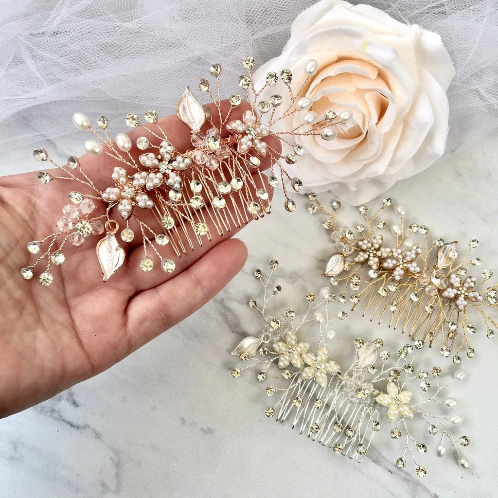 Wedding Hair Accessories - Pearl Bridal Hair Comb - Available in Silver, Yellow Gold and Rose Gold