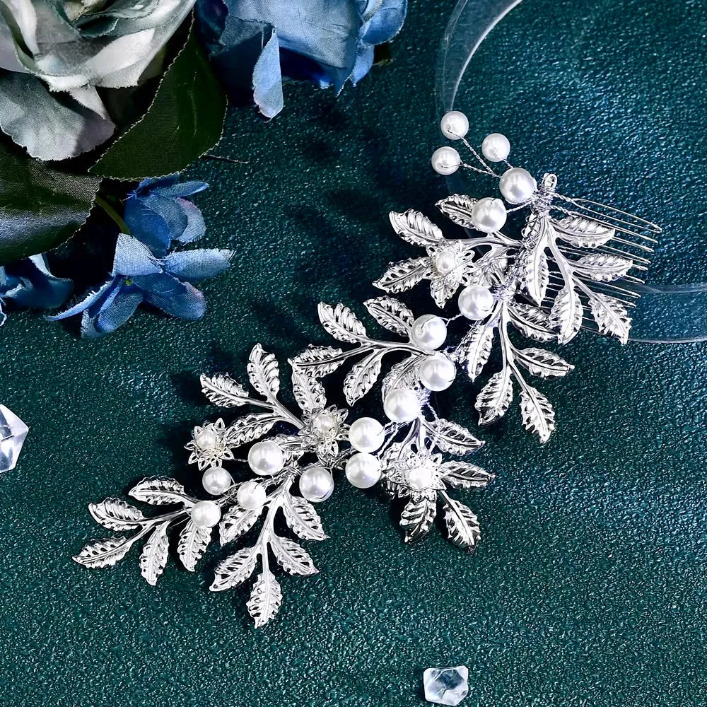 Wedding Hair Accessories - Silver Pearl Bridal Hair Comb