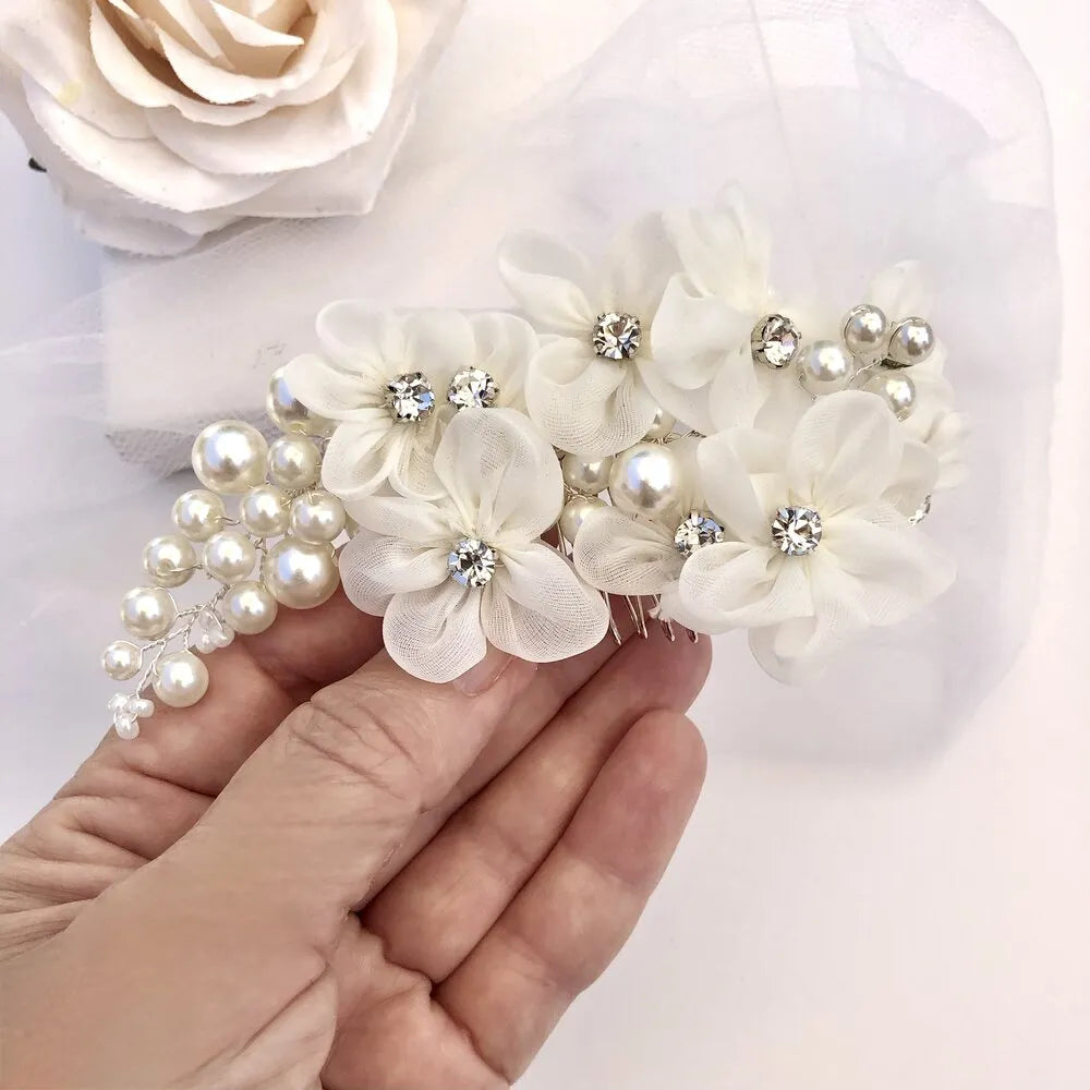 Wedding Hair Accessories - Silver Pearl Bridal Hair Comb