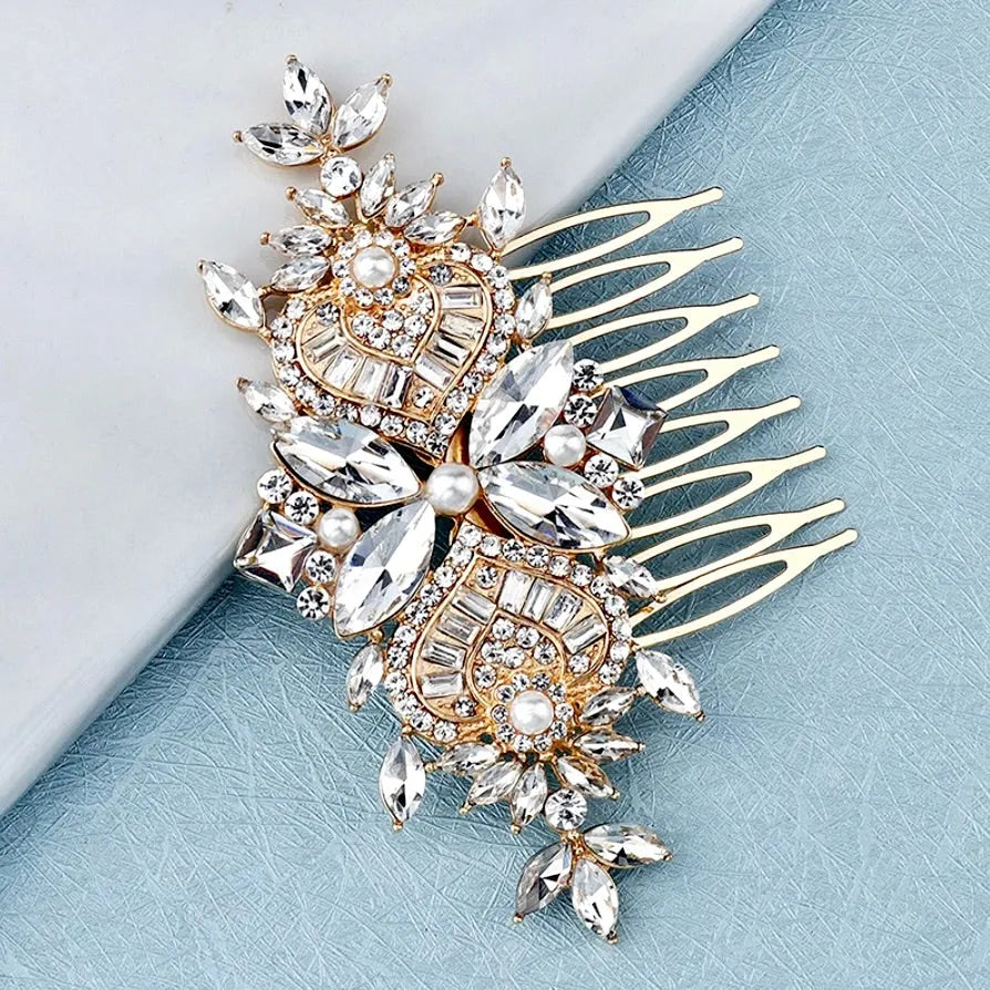 Wedding Hair Accessories - Pearl and Crystal Bridal Hair Comb - Available in Gold and Silver