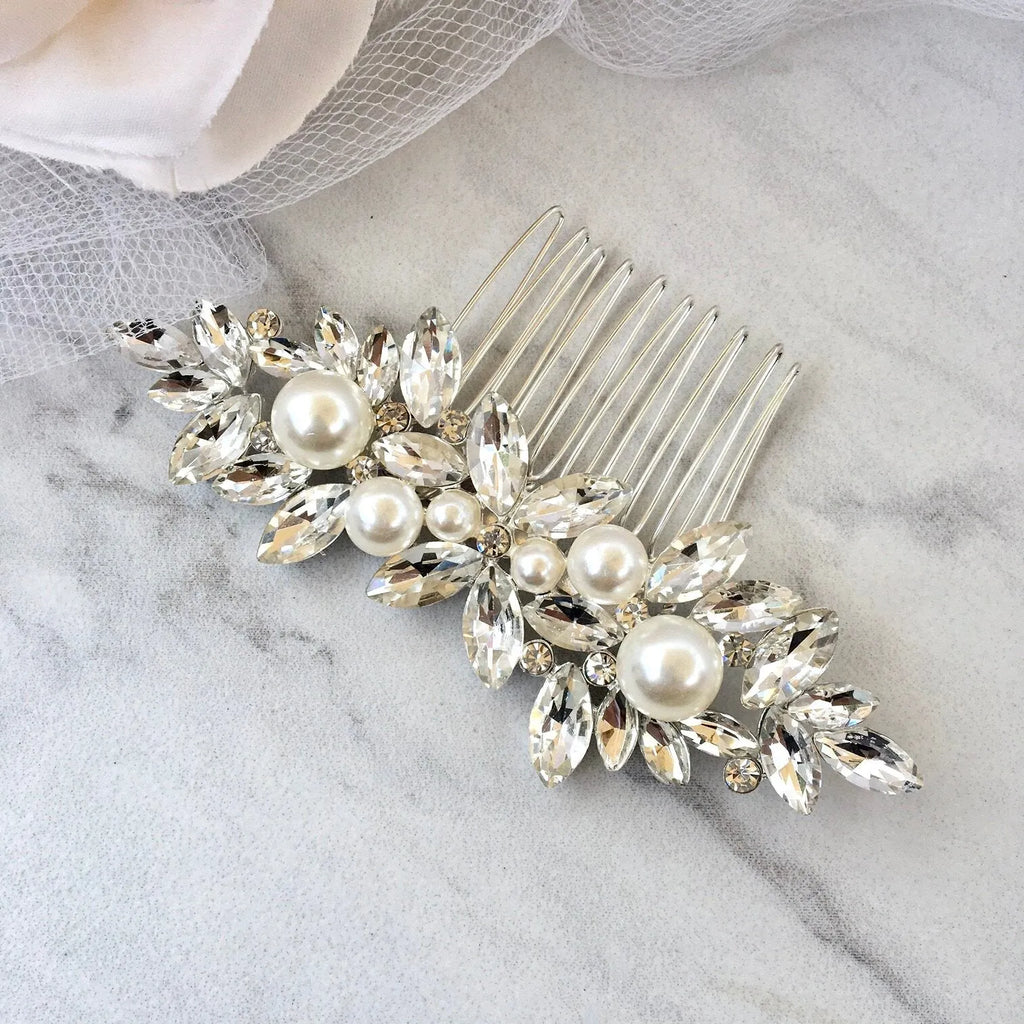 Wedding Hair Accessories - Pearl Bridal Hair Comb - Available in Silver and Gold