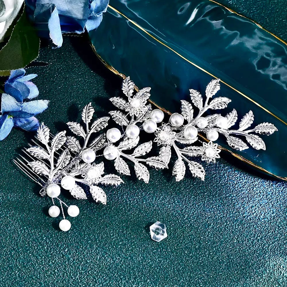 Wedding Hair Accessories - Silver Pearl Bridal Hair Comb