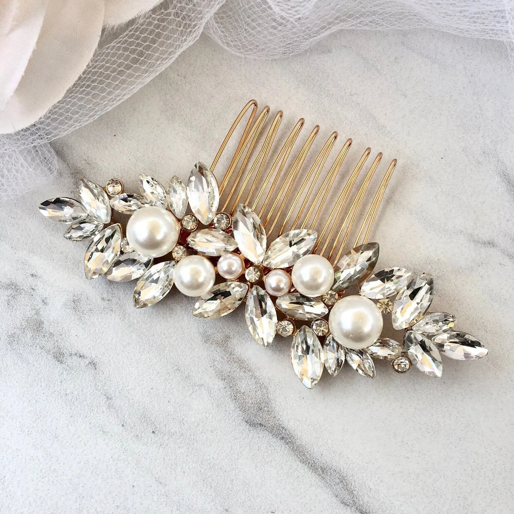Wedding Hair Accessories - Pearl Bridal Hair Comb - Available in Silver and Gold