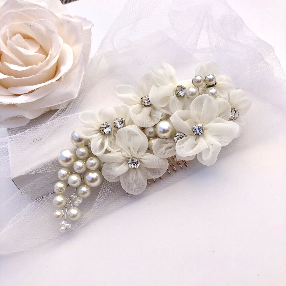 Wedding Hair Accessories - Silver Pearl Bridal Hair Comb