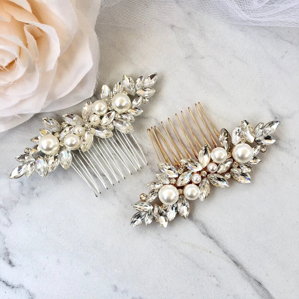 Wedding Hair Accessories - Pearl Bridal Hair Comb - Available in Silver and Gold