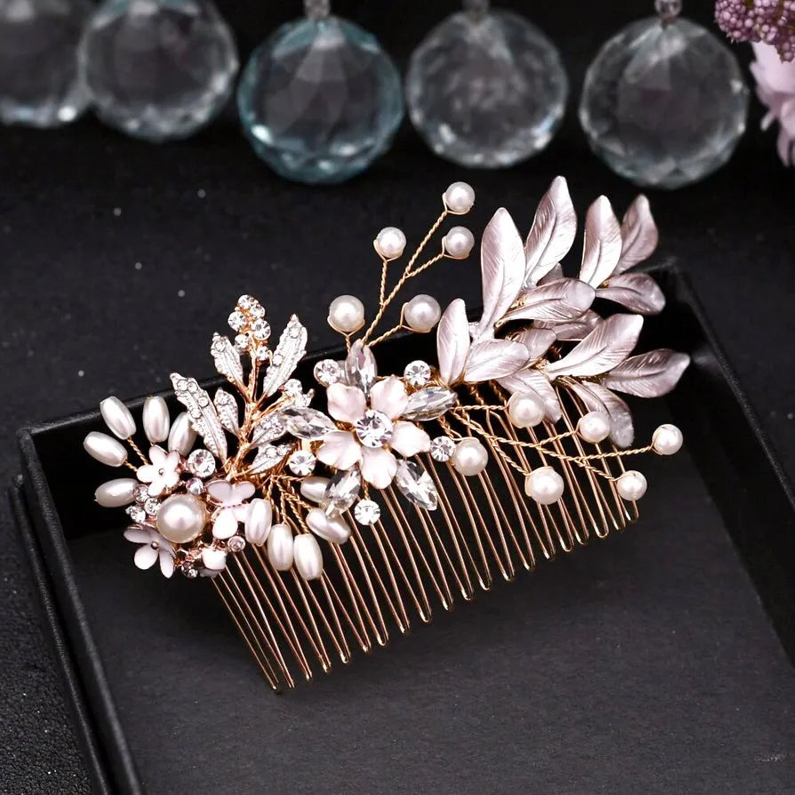 Wedding Hair Accessories - Gold Pearl Bridal Hair Comb