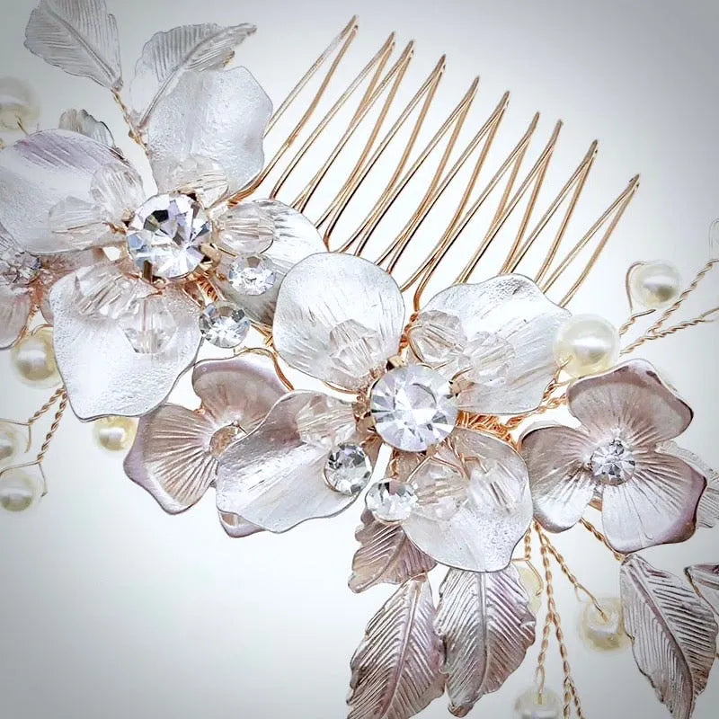 Wedding Hair Accessories - Pearl and Crystal Bridal Hair Comb - Available in Silver, Rose Gold and Yellow Gold