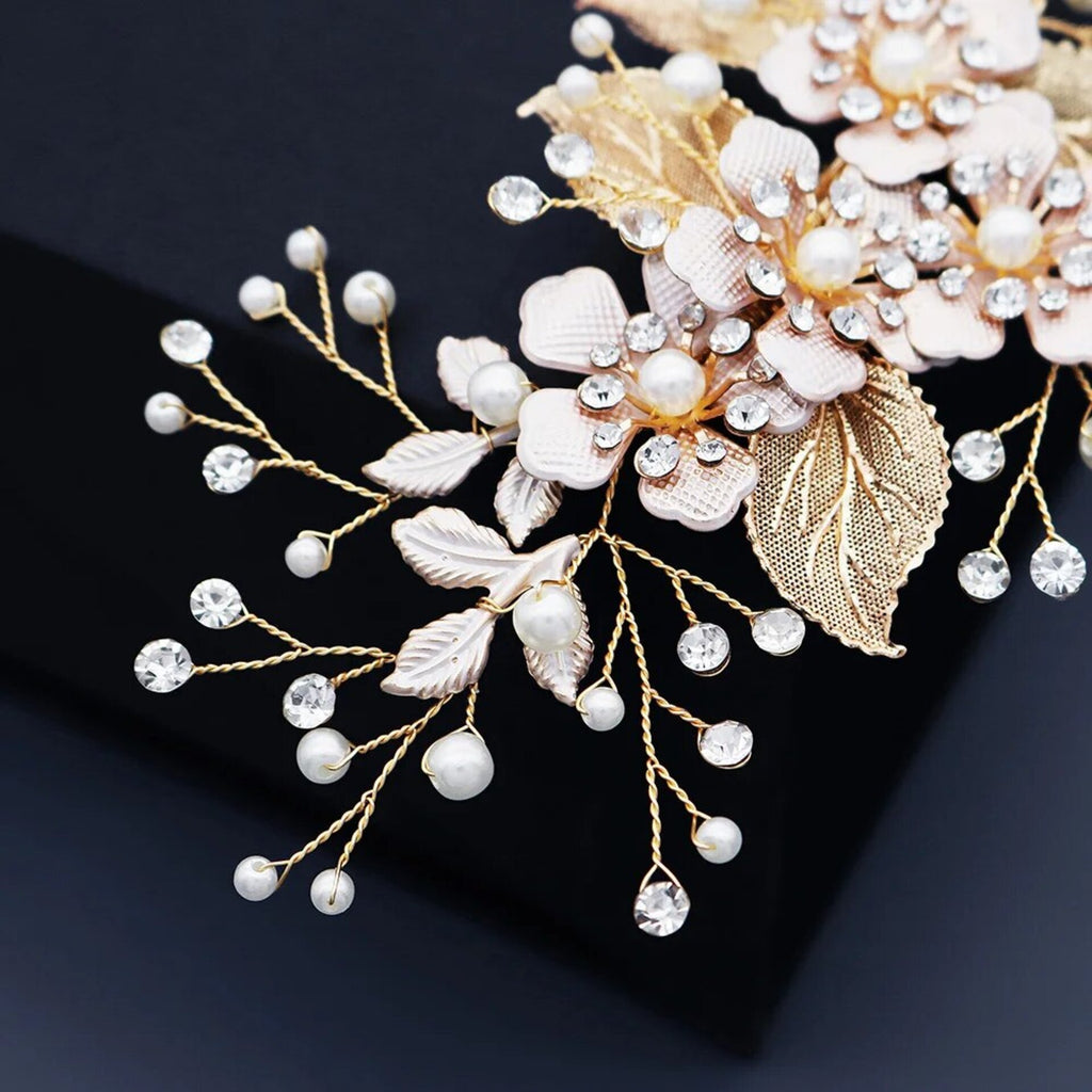 Wedding Hair Accessories - Gold Pearl Bridal Hair Clip