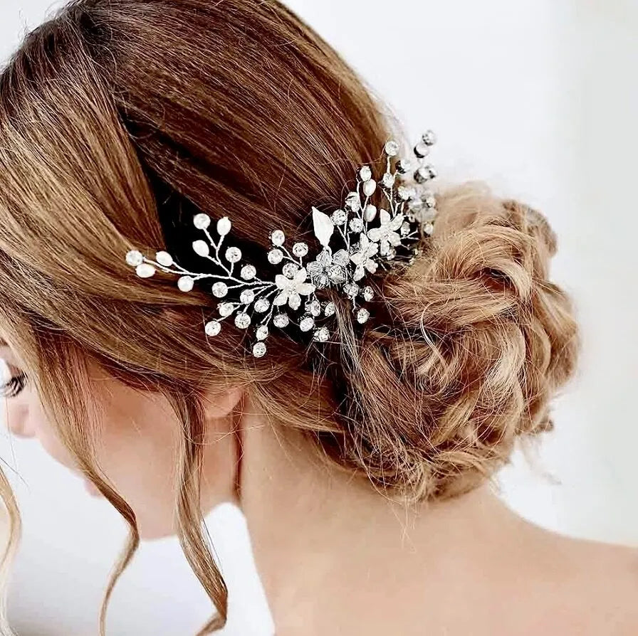 Lucinda Pearl Bridal Hair Comb – Multi-Metal Finish Hair  display picture 2