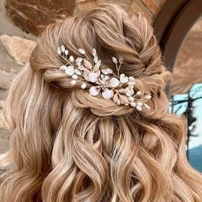 Wedding Hair Accessories - Gold Pearl Bridal Hair Comb