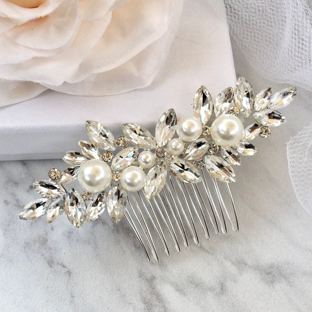 Wedding Hair Accessories - Pearl Bridal Hair Comb - Available in Silver and Gold