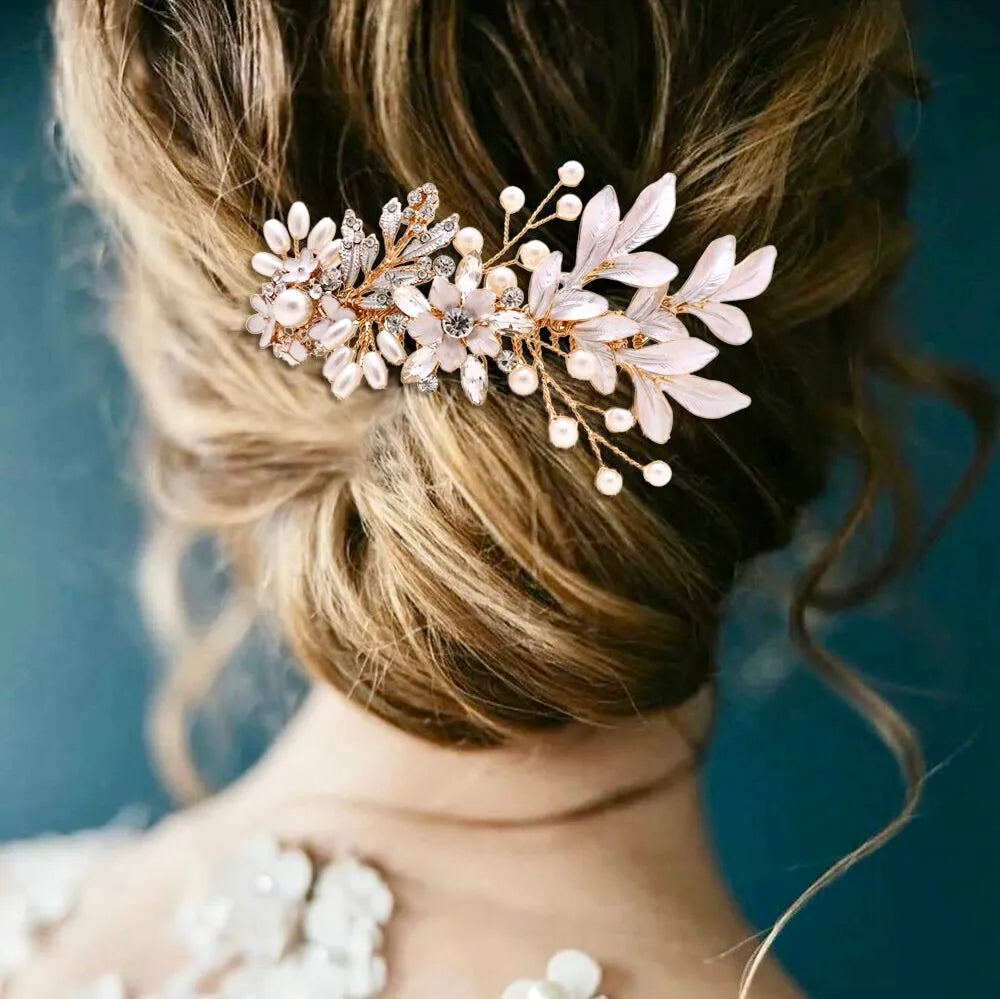 Wedding Hair Accessories - Gold Pearl Bridal Hair Comb
