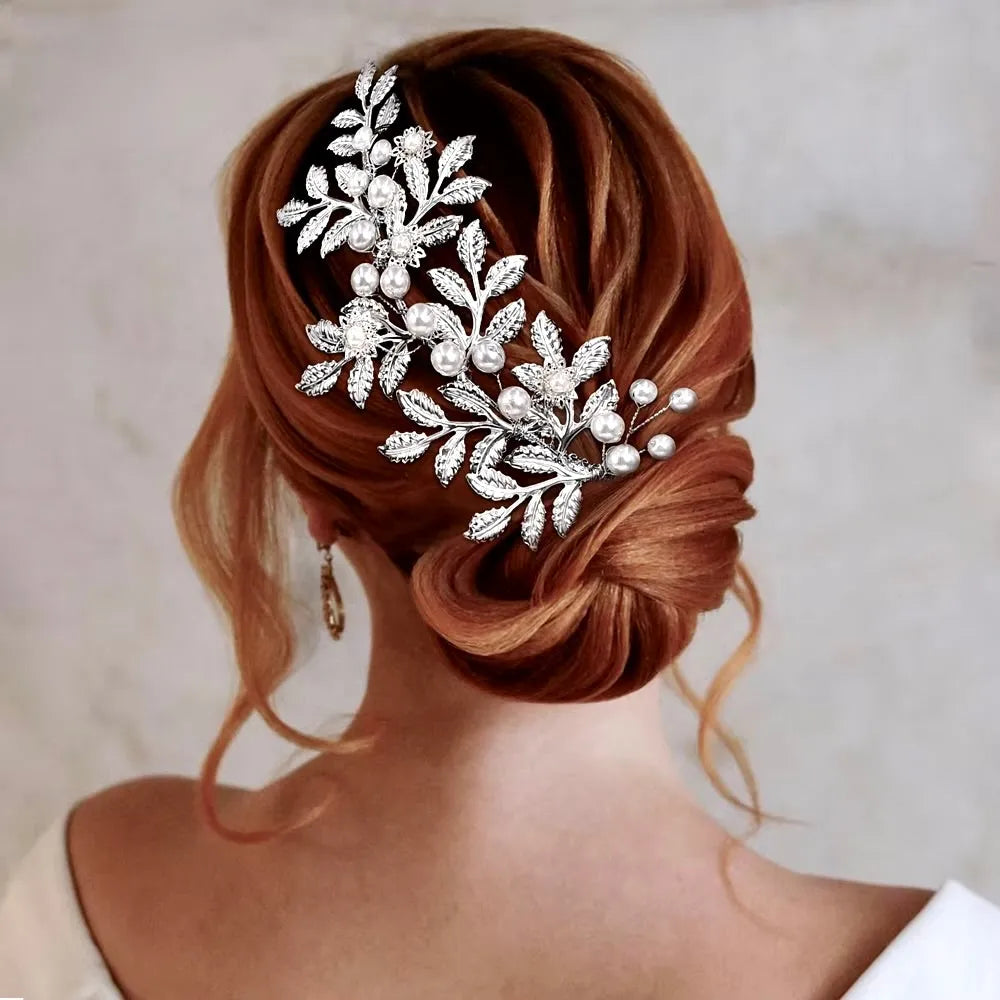 Wedding Hair Accessories - Silver Pearl Bridal Hair Comb