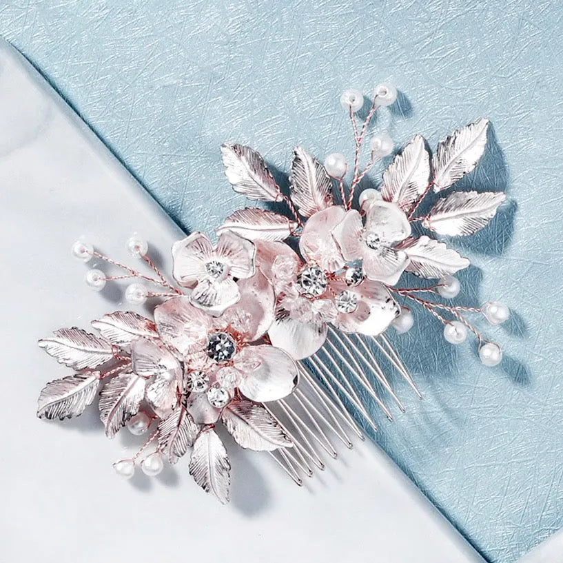 Wedding Hair Accessories - Pearl and Crystal Bridal Hair Comb - Available in Silver, Rose Gold and Yellow Gold