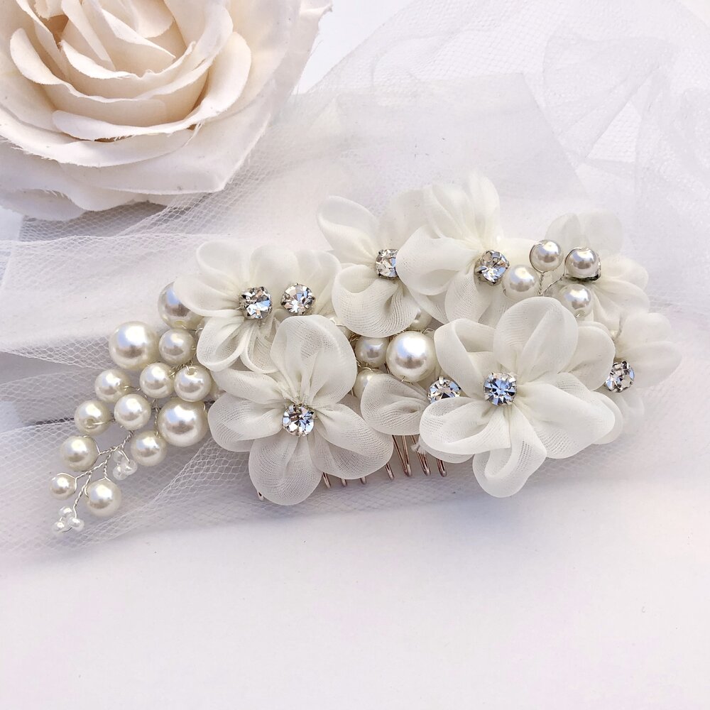 Wedding Hair Accessories - Silver Pearl Bridal Hair Comb