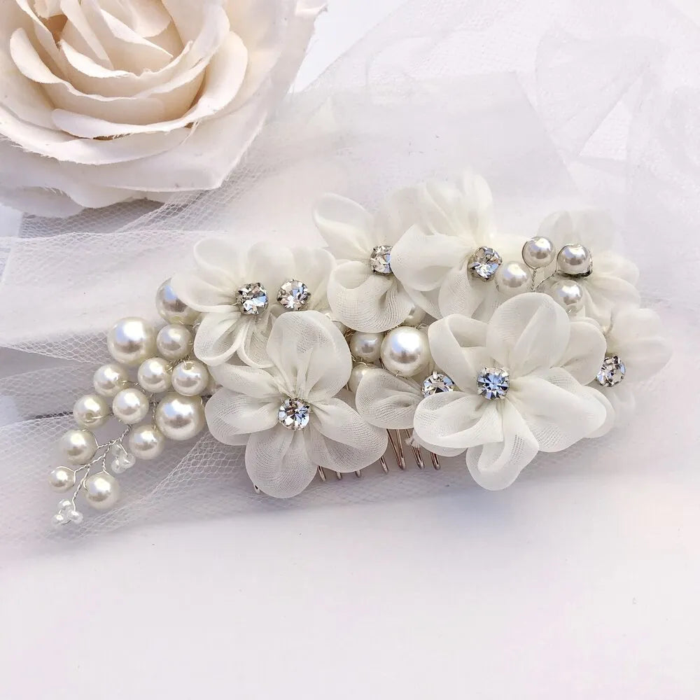 Wedding Hair Accessories - Silver Pearl Bridal Hair Comb