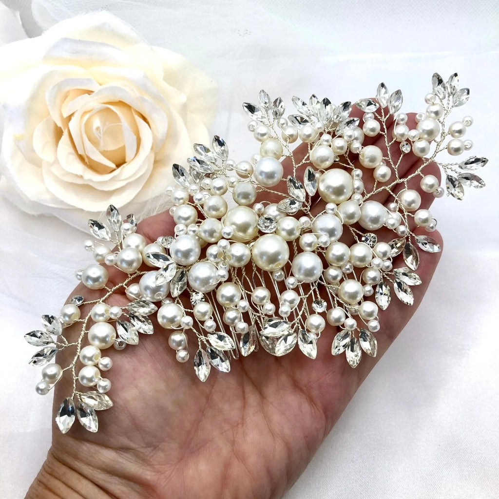 Wedding Hair Accessories - Pearl and Crystal Bridal Hair Comb