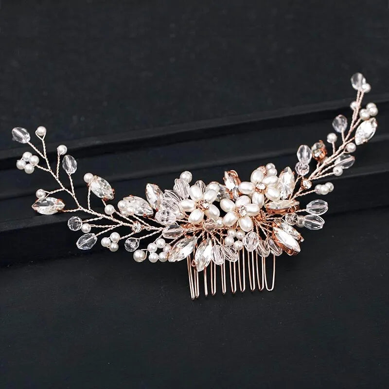 Wedding Hair Accessories - Pearl and Crystal Bridal Hair Comb - Available in Silver, Rose Gold and Yellow Gold