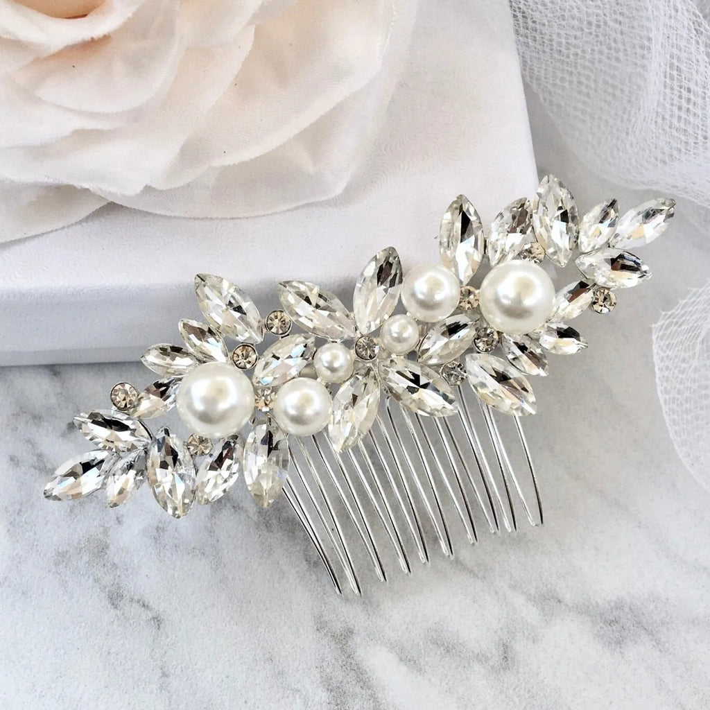Wedding Hair Accessories - Pearl Bridal Hair Comb - Available in Silver and Gold