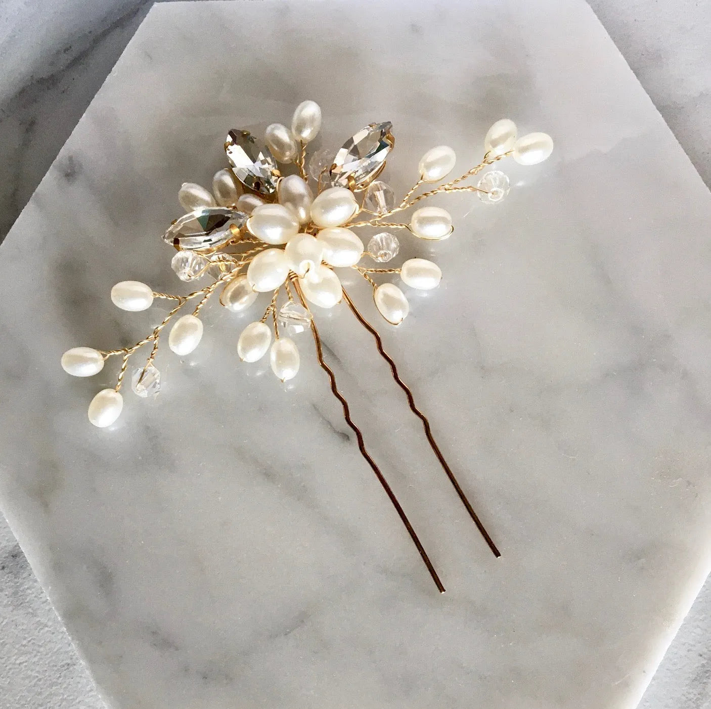 Pearl Detail Cat Gold Detail Hair Piece 9PCS Gold Wedding Bridal Hair Combs Pearl Pins Clips Vintage  main image 4