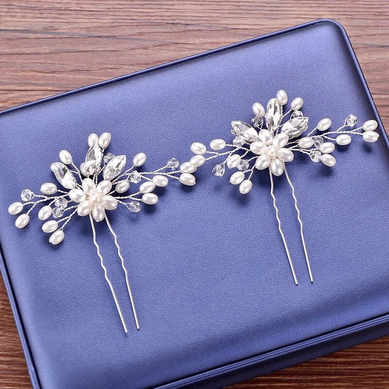 Wedding Hair Accessories - Pearl and Crystal Bridal Hair Pin - Available in Silver and Gold