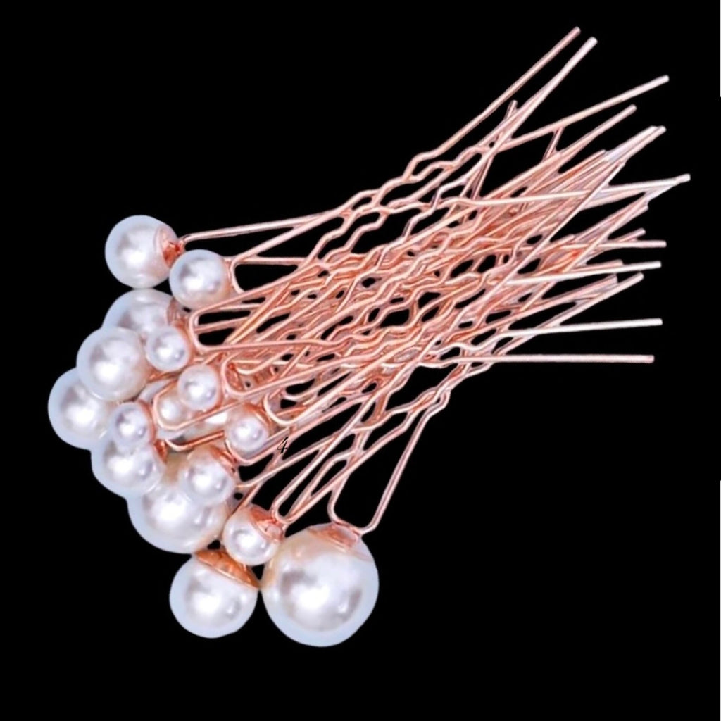 Wedding Hair Accessories - Pearl Bridal Hair Pin Set 18pcs - Available in Silver, Rose Gold and Yellow Gold