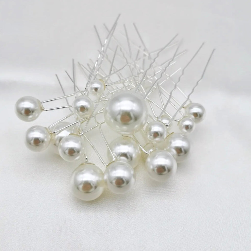 Wedding Hair Accessories - Pearl Bridal Hair Pin Set 18pcs - Available in Silver, Rose Gold and Yellow Gold