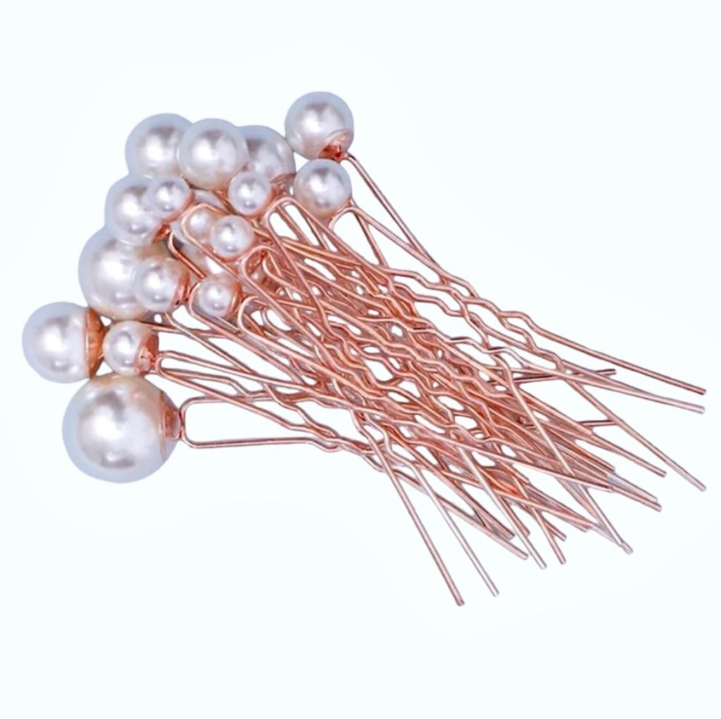 Wedding Hair Accessories - Pearl Bridal Hair Pin Set 18pcs - Available in Silver, Rose Gold and Yellow Gold