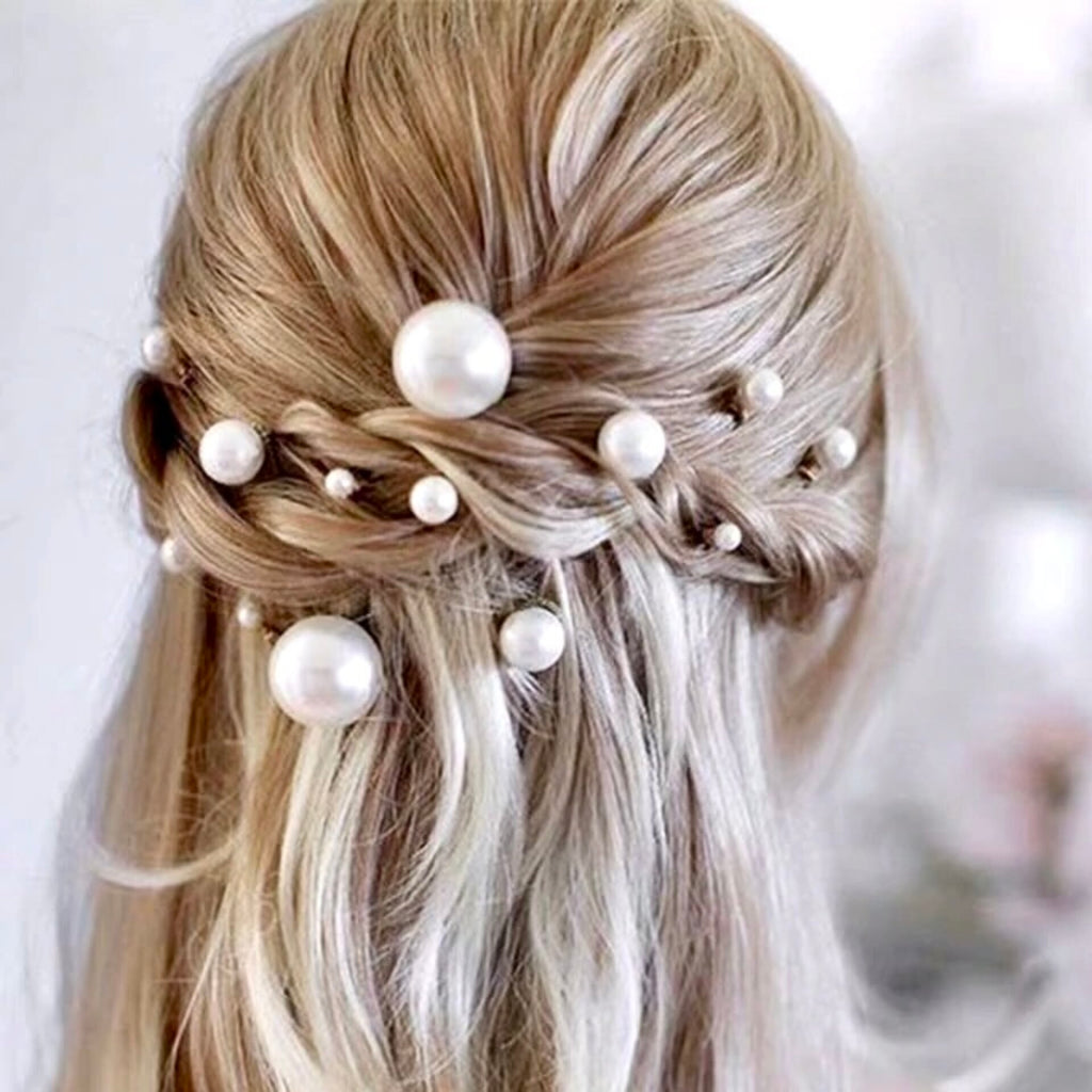 Wedding Hair Accessories - Pearl Bridal Hair Pin Set 18pcs - Available in Silver, Rose Gold and Yellow Gold