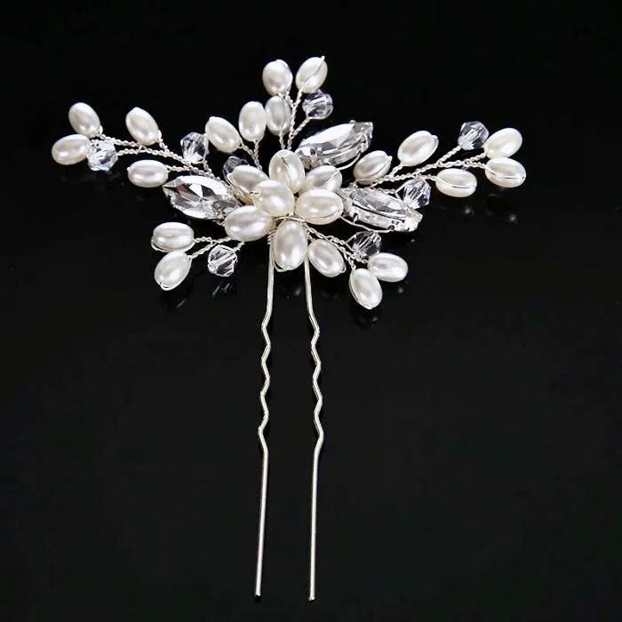 Wedding Hair Accessories - Pearl and Crystal Bridal Hair Pin - Available in Silver and Gold