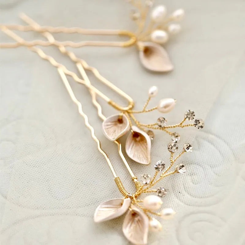 Wedding Hair Accessories - Pearl Bridal Hair Pins Set of Three - available in Gold and Silver