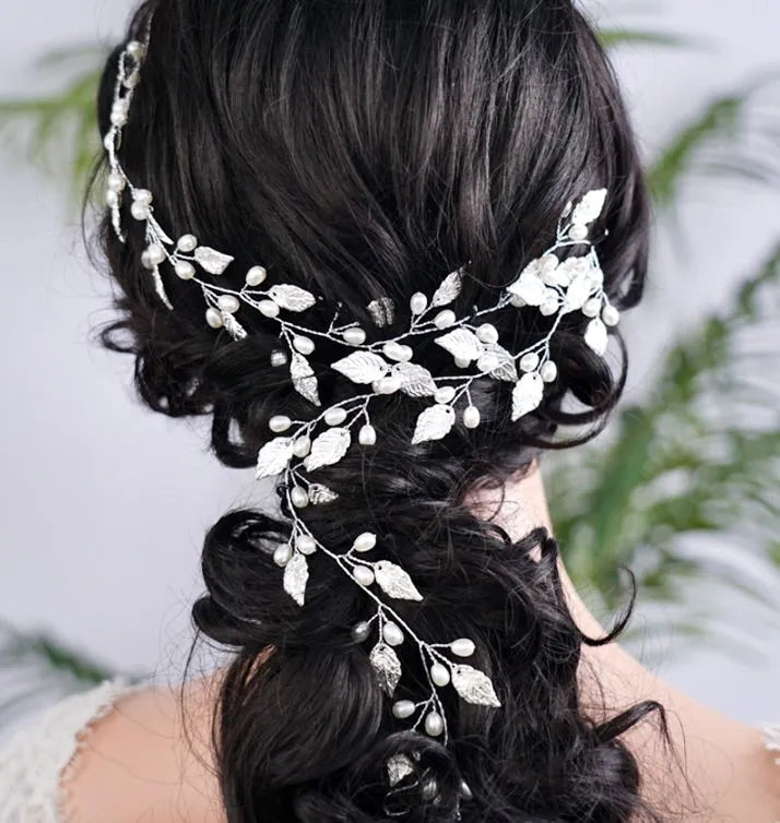 Wedding Hair Accessories - Pearl Bridal Hair Vine - Available in Silver, Vintage Rose Gold and Yellow Gold